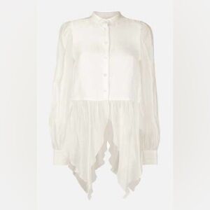 SEE BY CHLOE Eden White Sheer Ruffle Blouse Romantic Feminine Flowy Elegant